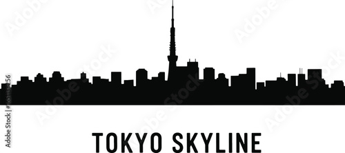 Tokyo Skyline Silhouette Vector Illustration with Modern Cityscape and Urban Design