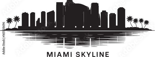 Miami Skyline Silhouette Vector Illustration Cityscape Urban Landscape Travel Destination