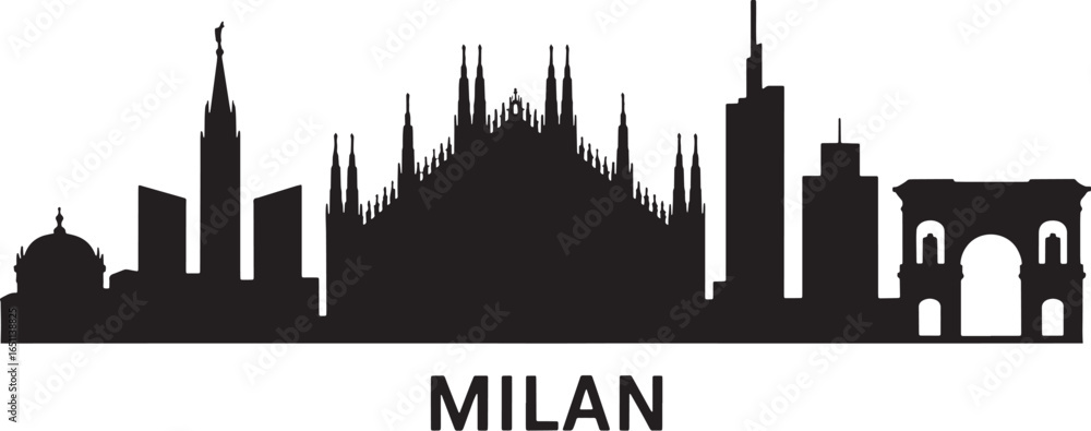 Fototapeta premium Milan Skyline Silhouette Vector Illustration Cityscape Italy Urban Landmark Travel Destination