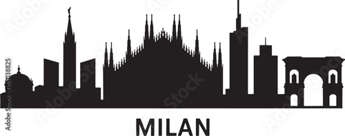 Milan Skyline Silhouette Vector Illustration Cityscape Italy Urban Landmark Travel Destination
