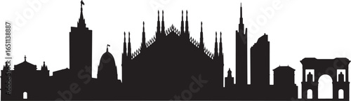 Milan Skyline Silhouette Vector Illustration Cityscape Italy Urban Landmark Travel Destination