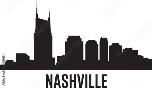 Nashville Skyline Silhouette Vector Illustration with Cityscape and Urban Architecture Design