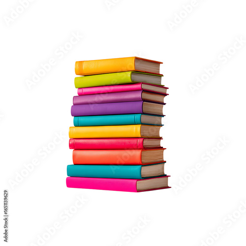 Wallpaper Mural Vibrant stack of colorful hardcover books creates an energetic visual for learning, knowledge, and creative inspiration, perfect for educational or artistic concepts. Torontodigital.ca