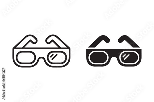 Black and white icons of eyeglasses eyewear optical