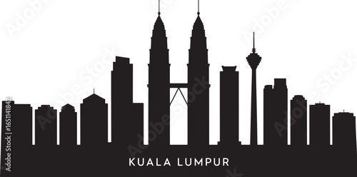 Kuala Lumpur Skyline Silhouette Vector Illustration with Cityscape and Urban Design