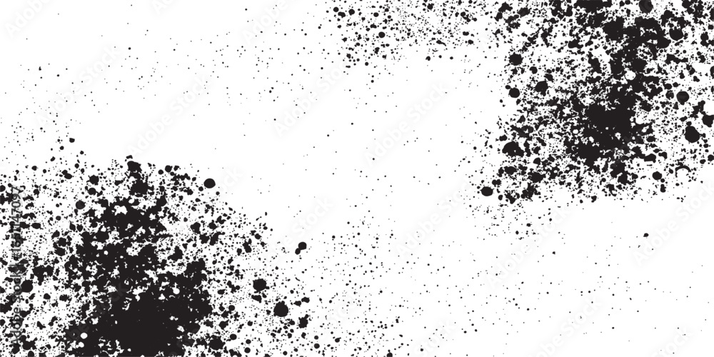 Fototapeta premium Abstract splash grunge background with dirty black and white paint stains and ink spray texture border design