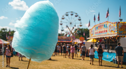 Blue Cotton Candy at a Sunny County Fair.