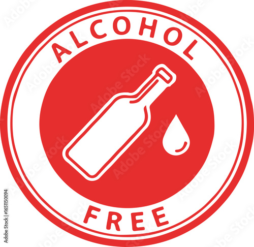 Alcohol free product label with bottle and drop