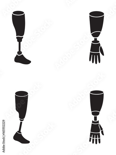 Vector Illustration of Prosthetic Limbs: Legs and Arms