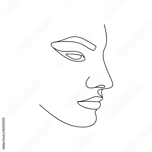 Minimalist single line drawing a man's profile face in vector