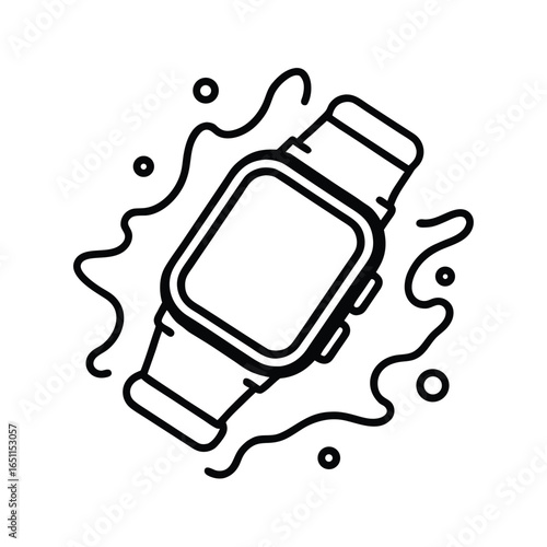 Vector art of smartwatch icon with splash effect isolated
