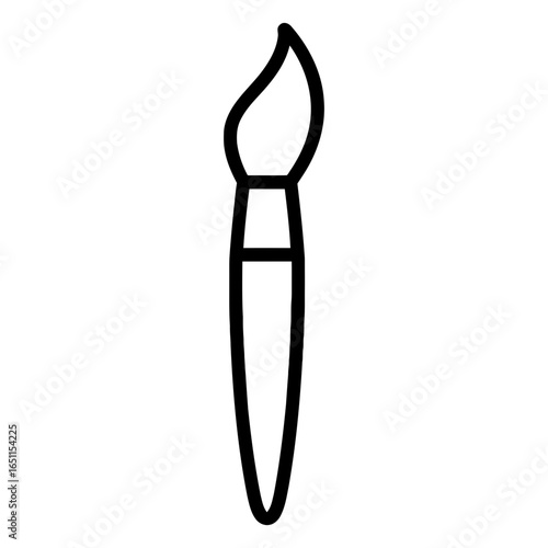 Black and white line icon of paintbrush, symbol for art, painting, and design