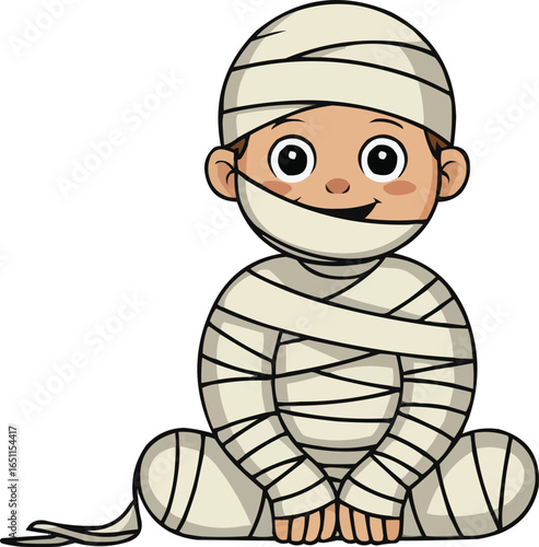 Cute Mummy Kid Wrapped in Bandages Halloween Costume