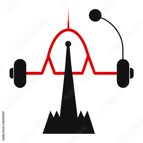 Abstract representation of a heartbeat graph with weights and a microphone