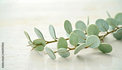 Eucalyptus leaves and copy space. Aroma. Botanical. Nature. Natural. Background material.	