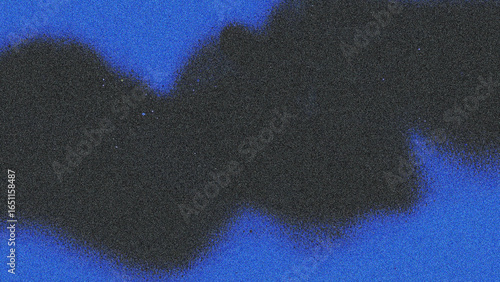Black spray paint line on blue background. Noises and grain texture illustration.