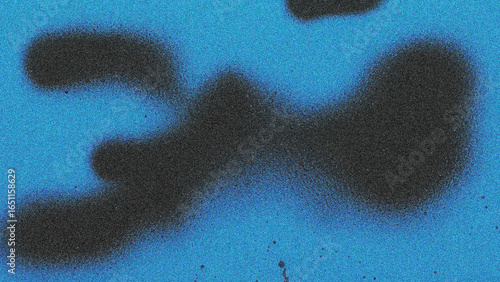 Black spray paint line on blue background. Noises and grain texture illustration.