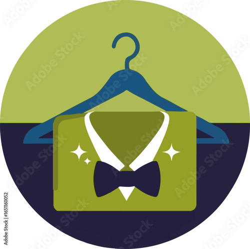 Suit on hanger vector icon for dry cleaning service