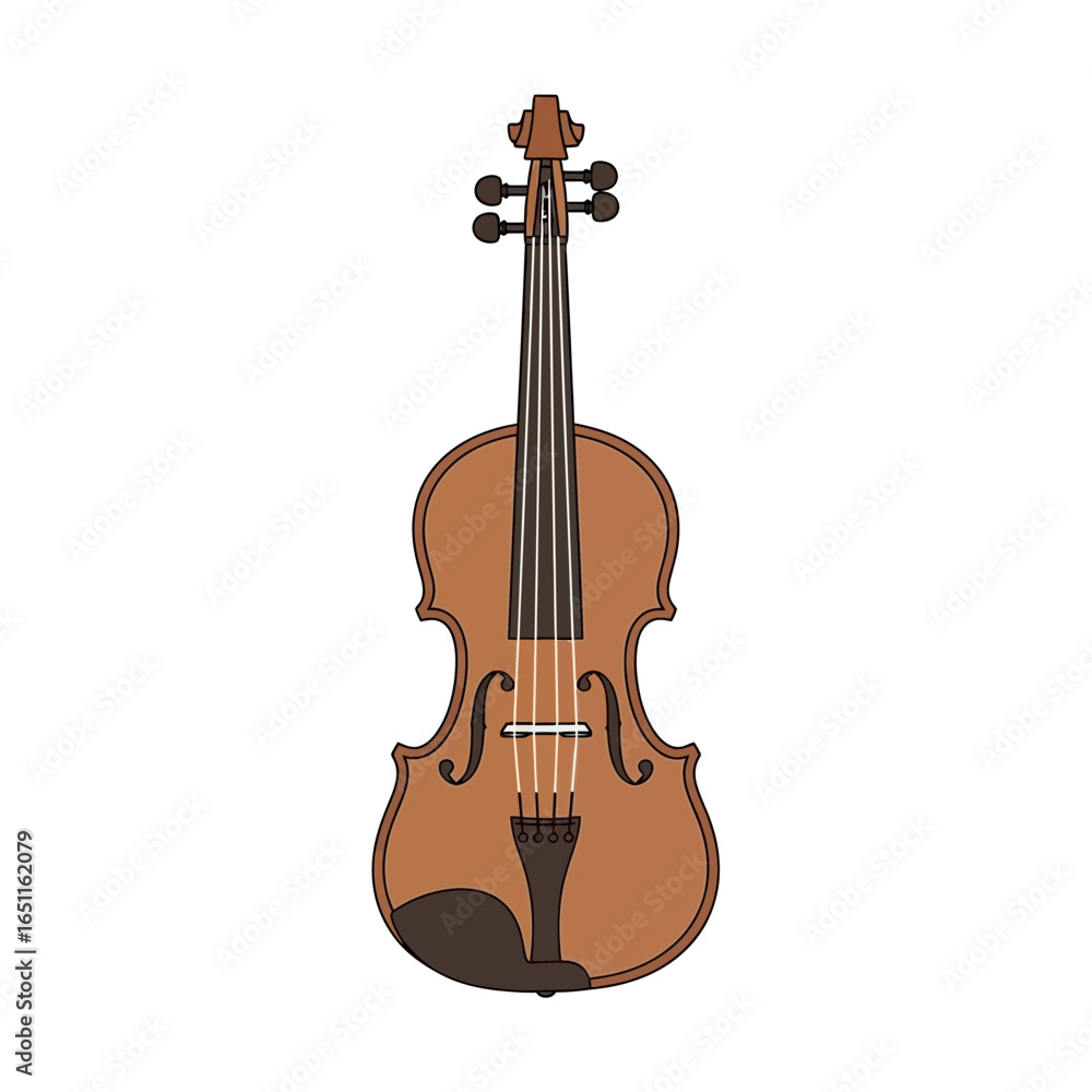 Obraz premium Elegant wooden violin illustration, a classic string instrument, representing the beauty and harmony of classical music and artistic expression through its timeless design.