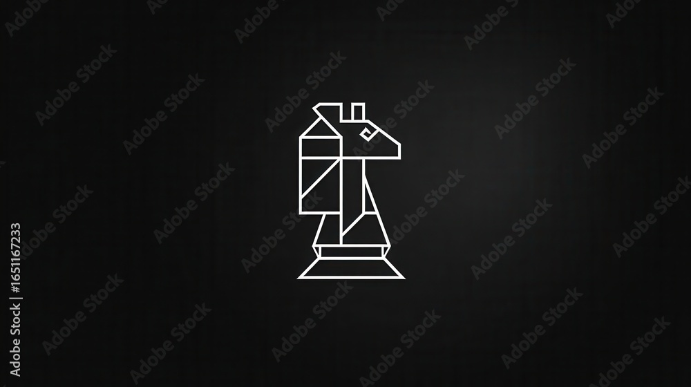Naklejka premium A stylized, geometric representation of a chess knight.
