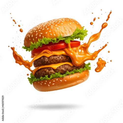 Cheeseburger Isolated on Transparent Background