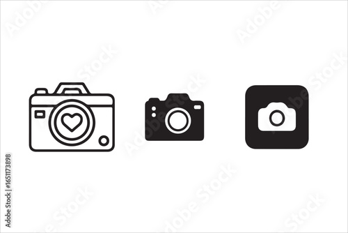 Three simple camera icons, perfect for a photography theme