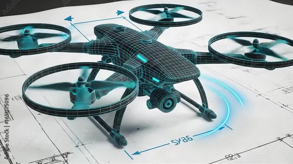 Drone Animation Matplotlib Animated Drone Blueprint with Rotating Propellers and Detailed ...
