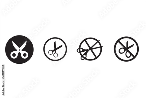 Four Simple Scissors Icons: Allow/Prohibit Symbols for Design
