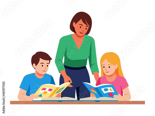 Teacher and Students: The educational bond between a teacher and students, fostering knowledge, understanding, and inspiration in a collaborative and enriching learning environment.
