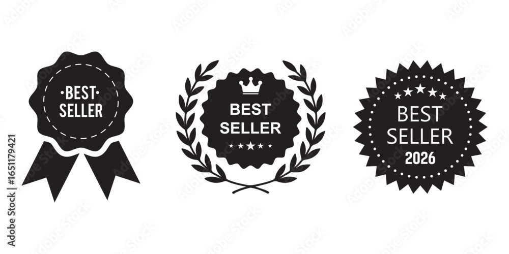 Fototapeta premium Set of badge best seller, best choice, best price, best quality. Quality badge, emblem. Modern vector.