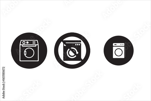Laundry symbols: Washing machine icons with a no-wash symbol