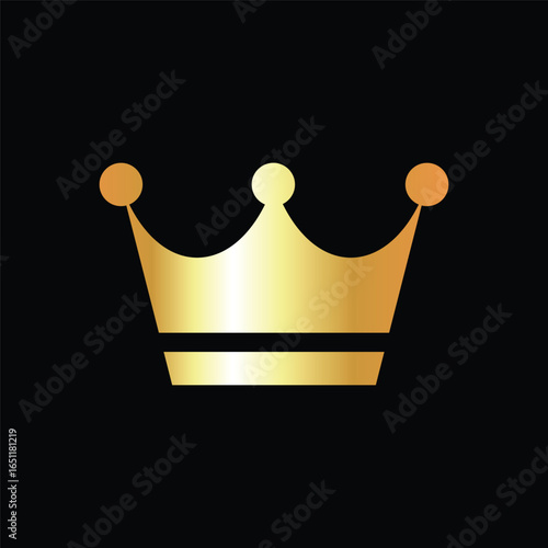 Simple gold crown vector design isolated on black background