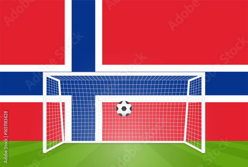 Flag of Norway with Soccer Ball. Football Championship Concept. Vector Illustration.