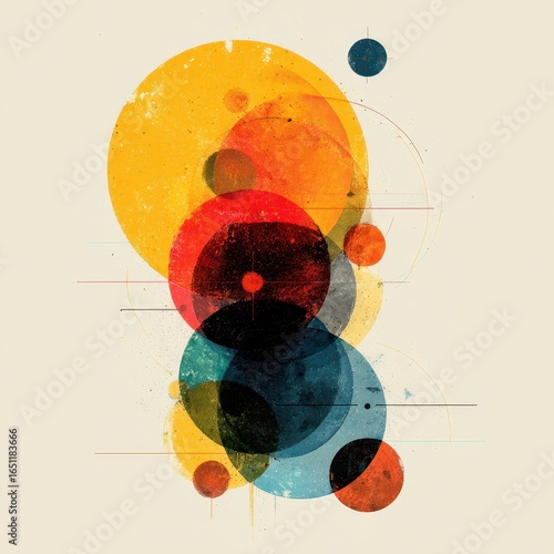 Colorful Circles Stack, Abstract Illustration, Visual Design Element, Modern Background