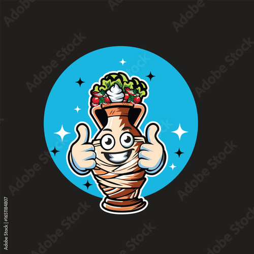 Greek amphora mascot logo illustration