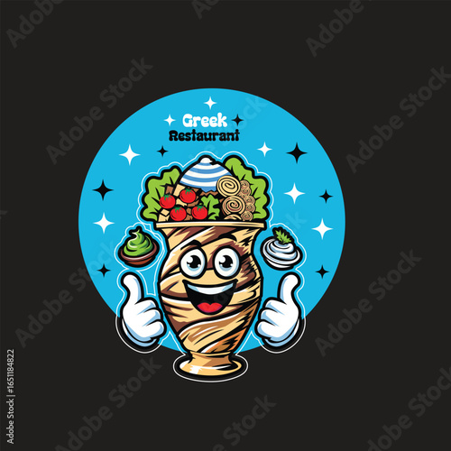 Greek amphora mascot logo illustration