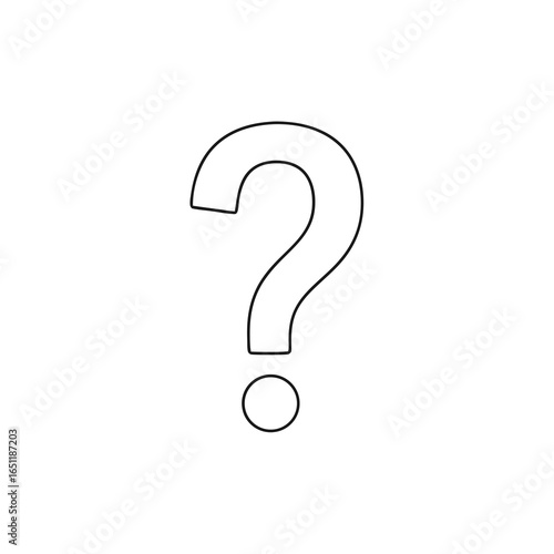 Line Art Question Mark on White: Symbolizing Inquiry, Confusion, and Uncertainty Visualized with Clarity