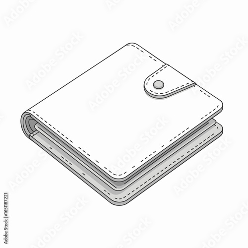 Isometric illustration of a closed white wallet representing personal finance concepts in a clear simple style