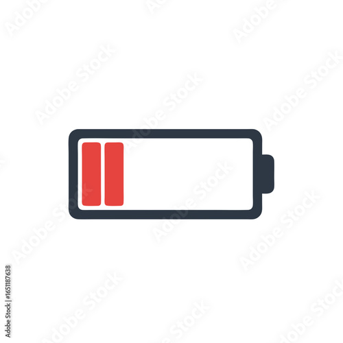 Depleted energy visual: Battery icon symbolizing low power and urgent recharge need