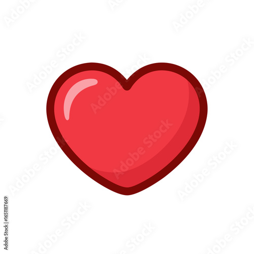 Symbol of Affection: A Vibrant Red Heart Icon Expressing Love, Romance and Affection on White Canvas A Symbol of Passionate and Heartfelt Feelings