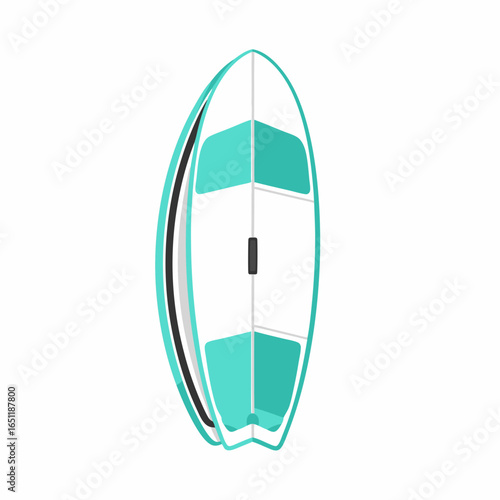 Paddleboard Illustration: Aqua and White Design for Summer Fun and Water Sports Activities