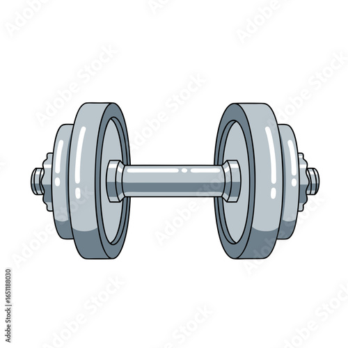 Digital rendering of a classic dumbbell for strength training and fitness applications illustration of a workout accessory