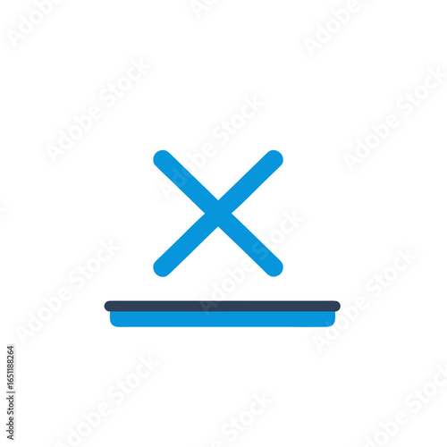 Symbolic representation of incorrect choice depicted with cross mark illustration on a white plain backdrop