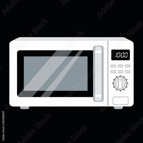 Modern kitchen appliance illustration: A sleek, minimalist microwave oven graphic for culinary and household themes