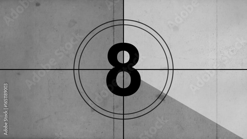 Countdown timer 8 seconds Old Vintage isolated on gray background