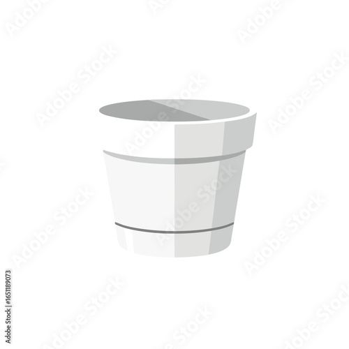 Simple white flowerpot illustration on a clean background displaying home garden decorative planter elegance design minimalist style graphic art
