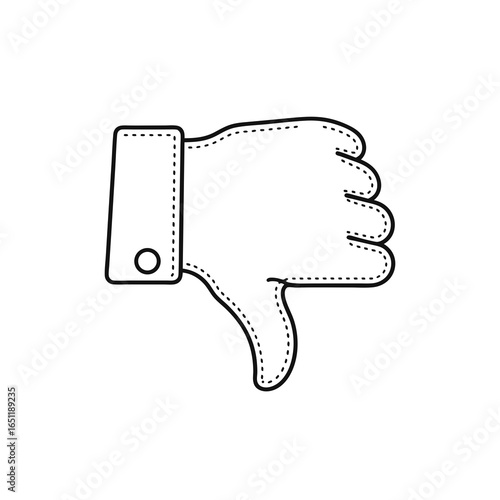 Line art depicting rejection signal: Symbolic representation of disagreement or discontentment conveyed through minimalistic hand gesture visuals