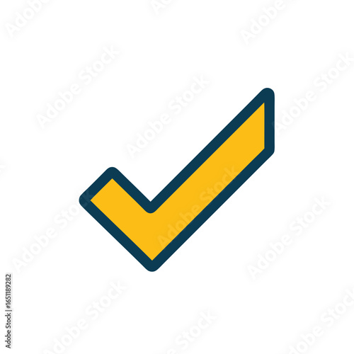 Stylish tick icon signifying validation approval confirmation and positive affirmation using modern design language portraying success resolution
