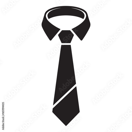 Elegant black necktie and collar representing corporate professional style and formal attire for business success and executive presence