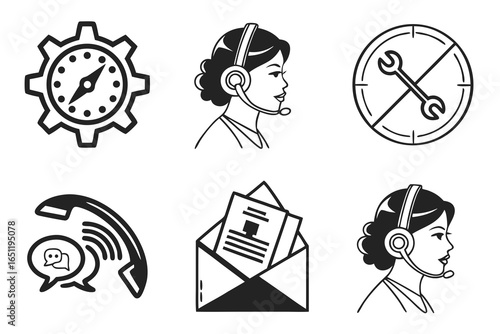 Customer service icons isolated on white background